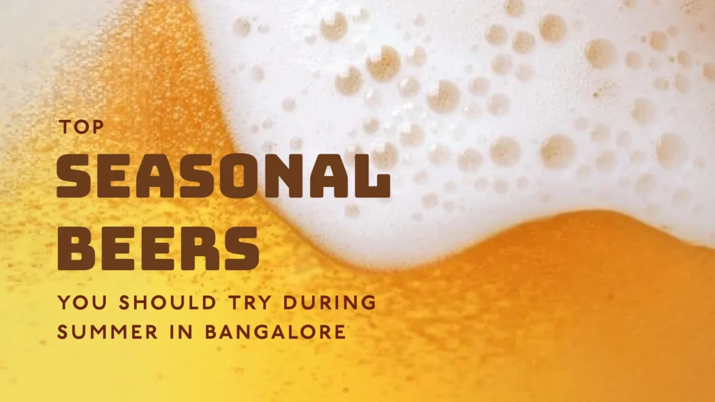 High-contrast graphic banner of a cold summer beer with foam bubbles, highlighting the best seasonal beers and mango beer in Bangalore available at BierGarten